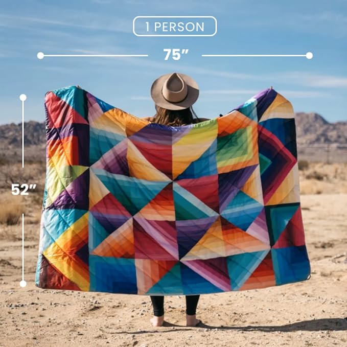 Rumpl Original Puffy Blanket - Warm, Water-Resistant Camping Blanket with 100% Recycled Synthetic Insulation, 52"x75", Original Puffy V1, Arizona Fade