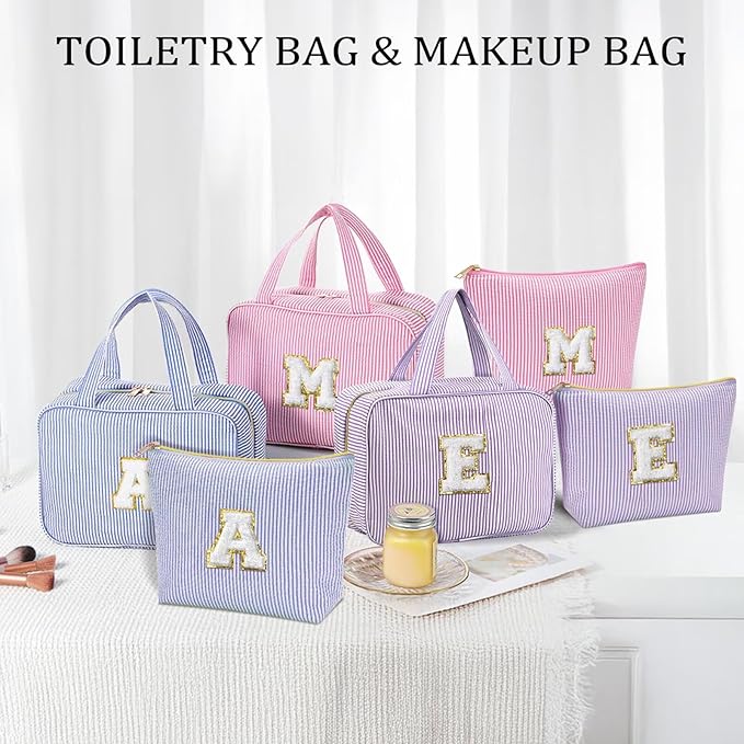 YOOLIFE Hanging Toiletry Bag for Women - Portable Makeup and Travel Bag, Cruise Ship Essentials - Letter B, Blue