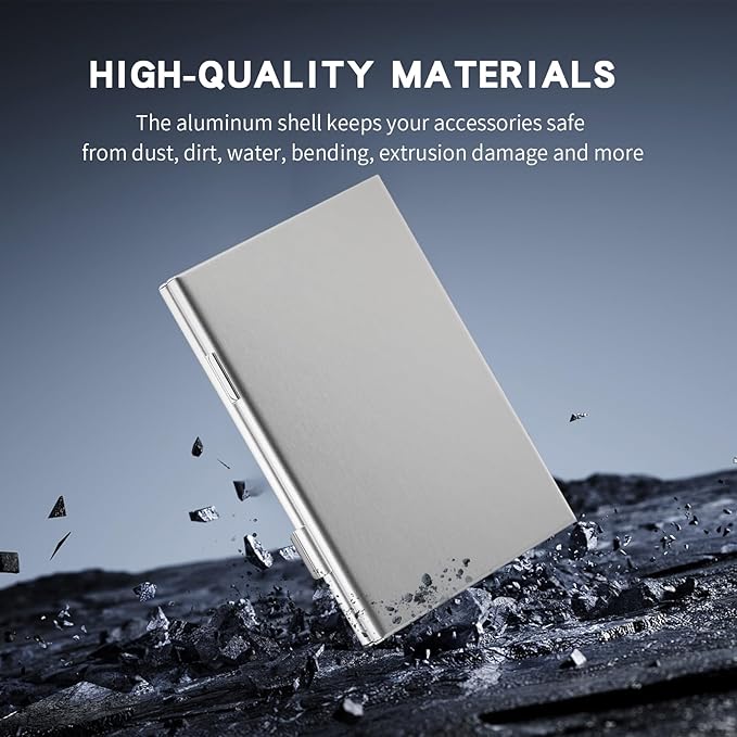 Aluminum SD Card Case, 18Slots Ultrathin SD Card Holder, Memory Card Storage Holder, Fit for 6 SD Card, 12 Micro SD Card, Silver