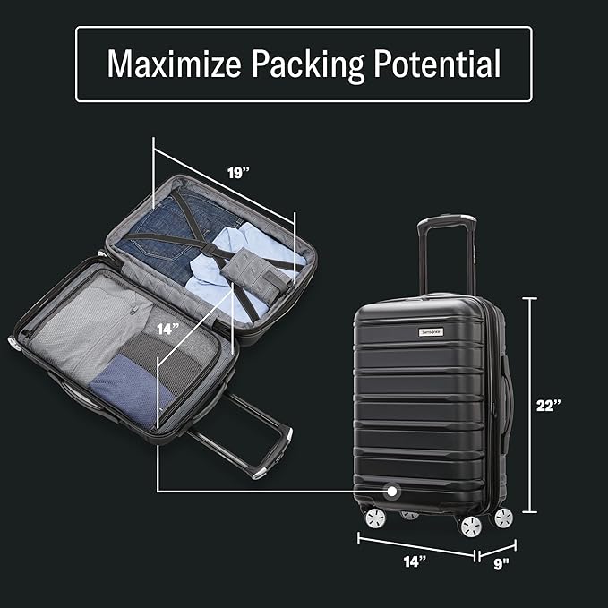 Samsonite Omni 2 Carry-On Hardside Luggage with 360° Spinner Wheels - Scratch Resistant Hardshell - TSA, Airline-Approved - Expandable Polycarbonate Shell for Lightweight Travel - Purple