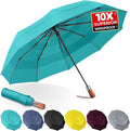 3T Wind Armor Travel Umbrella Compact Easy Auto Open Close Folding Umbrellas for Rain Windproof Umbrella for Women and Men Durable Real Wood Handle Portable Fits Backpack Car
