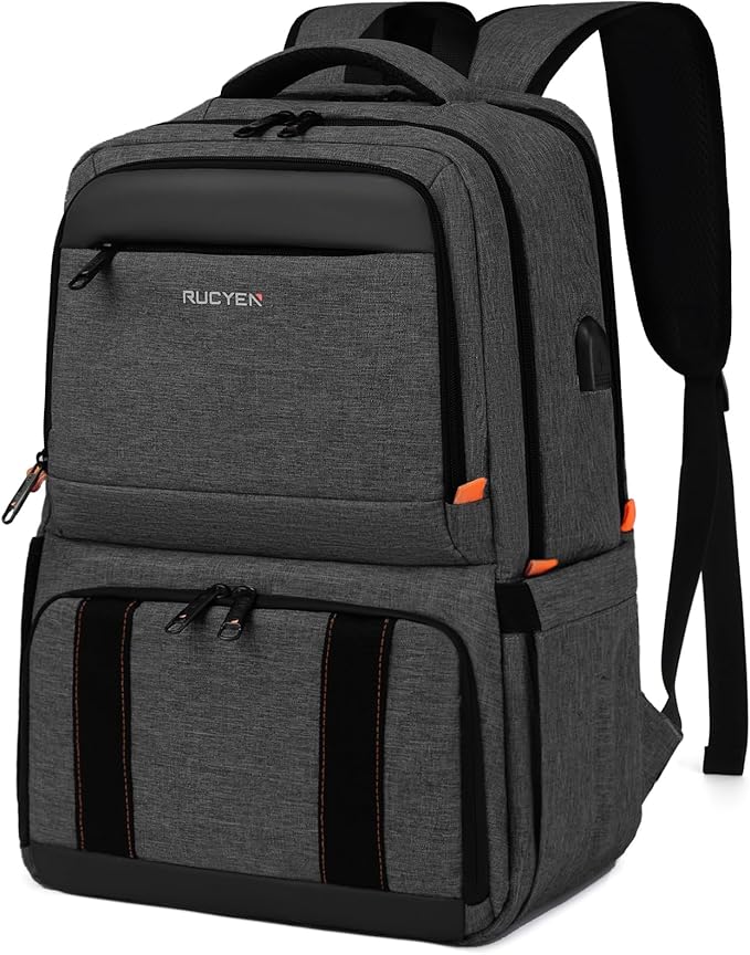 Lunch Backpack, Insulated Cooler Backpack Lunch Box for Men Women, 15.6 Inches RFID Blocking Laptop Backpack with USB Port Lunch Bag for Work Travel Black