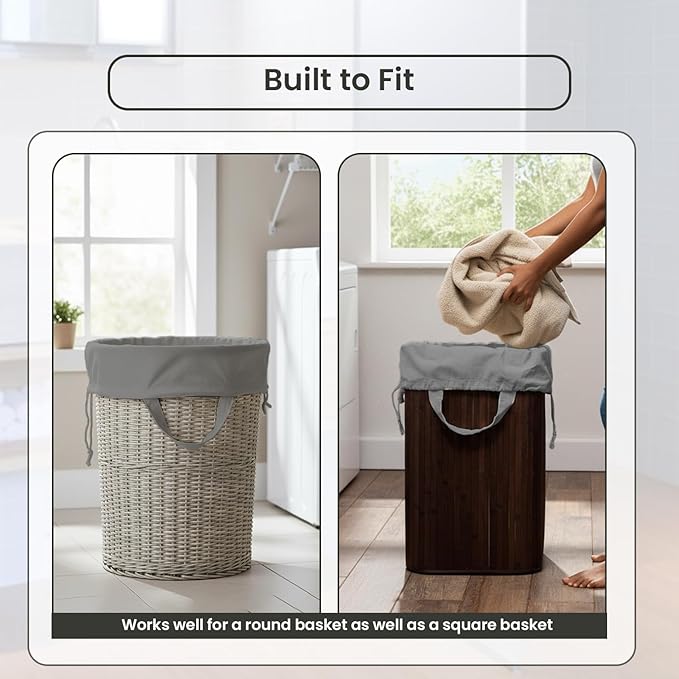 LFH Home Cotton Canvas Large Laundry Bag with Handle, Heavy Duty Drawstring Closure Washable Laundry Bags, School Travel, Home, Hotel, College Dorm, Organizer Sack, Toys Clothes 20x30 (Pack of 4)-Grey