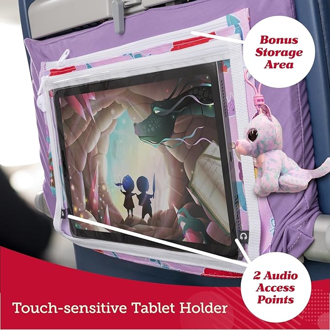Lusso Gear Toddler Airplane Tray Table Cover - Unicorn Print, Textile, Rectangular - Foldable Tray With Pockets for Plane Toys & Snacks, Ideal for Plane Activities