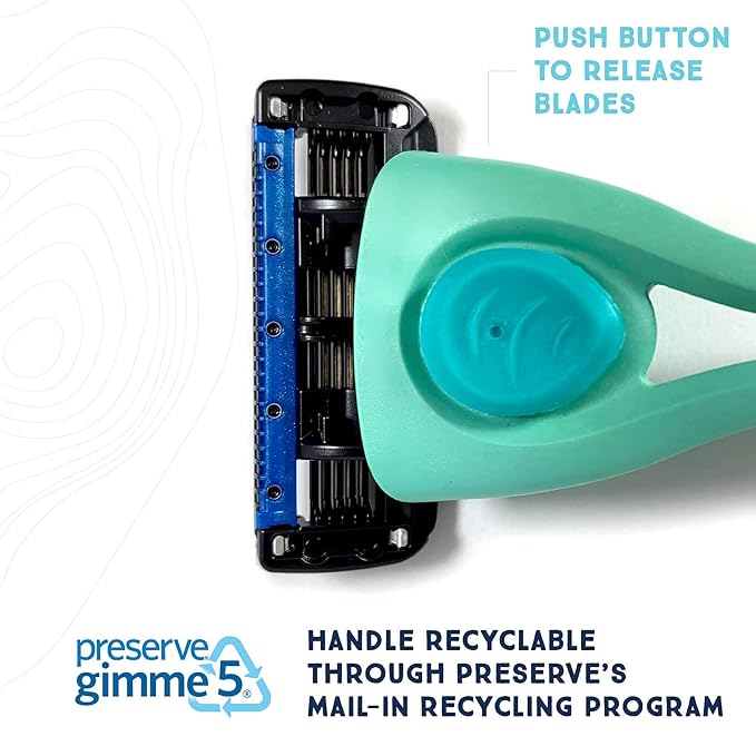 Preserve Shave 5 Five Blade Refillable Razor, Made from Recycled Materials, Sunshine Yellow