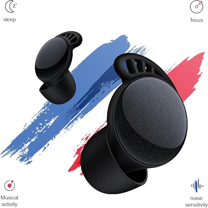 45dB Earplugs for Sleeping,Noise Cancelling Ear Plugs with 8 Pairs Ear Tips, Reusable Hearing Protection Noise Reduction Earplugs Suitable for Concerts,Travel,Work Fit Black