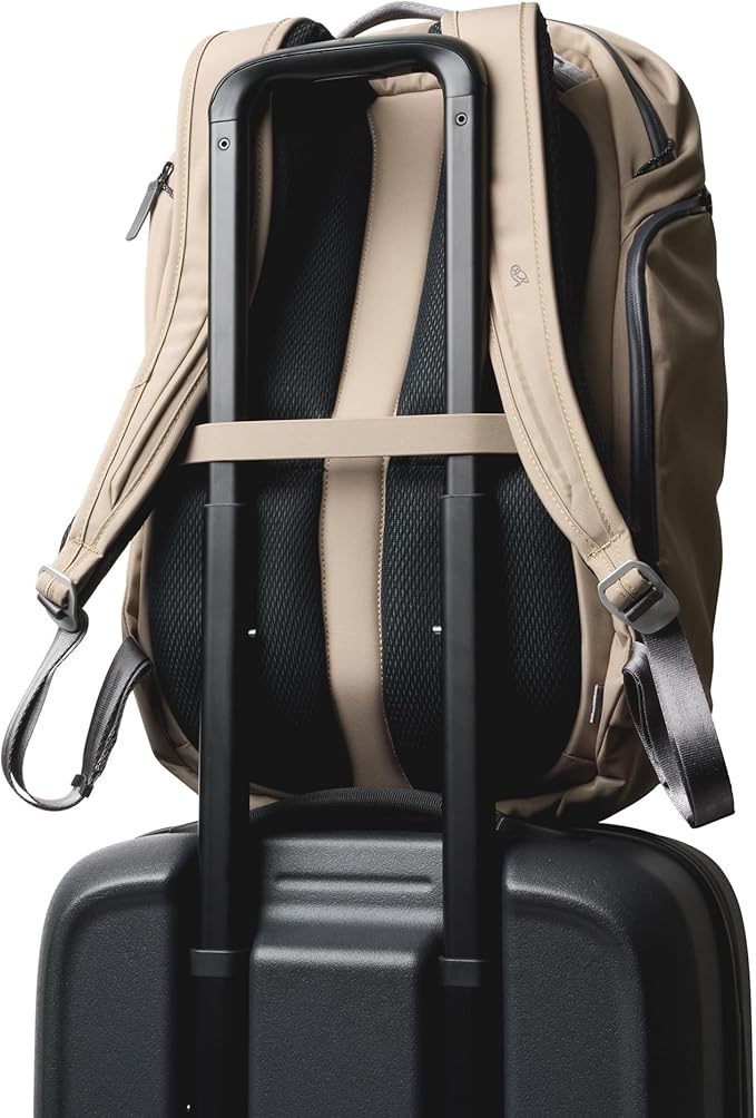 Bellroy Transit Travel Pack Pro (30–38 liter travel backpack, laptop sleeve, RFID protection zip bottle pocket) - Stone