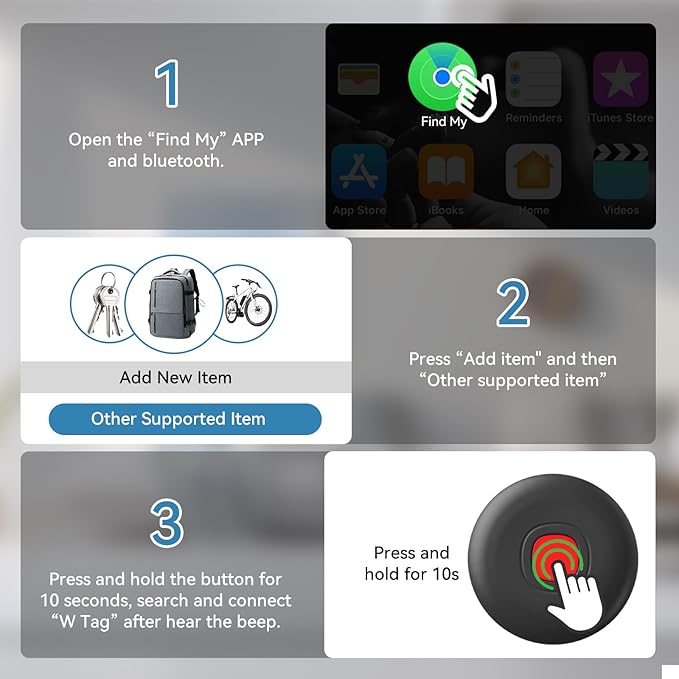 Air Tracker Tags-4Pack,IP68 Waterproof Smart Tag Tracker,Bluetooth Luggage Tracker Works with Apple Find My APP (iOS Only),Key Finder and Item Locator for Luggage,Backpack,Wallet and Pet