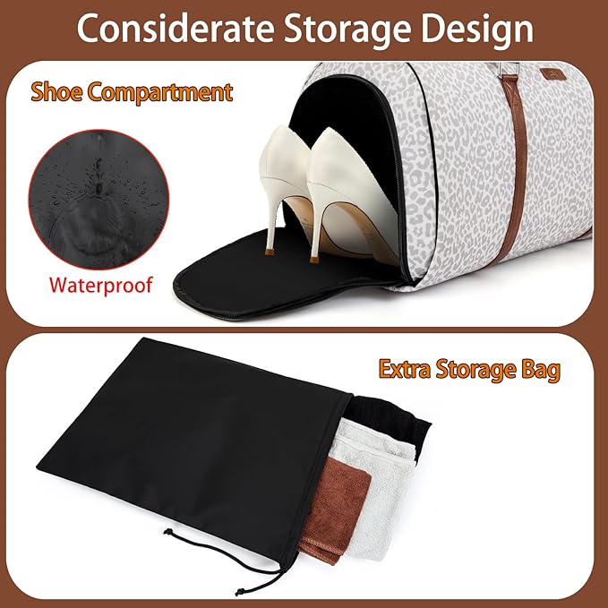 Convertible Garment Duffel Bag for Travel - Carry On Garment Bags With Toiletry Bag Large Weekender Bag for Men Women 2 in 1 Hanging Suitcase Suit Travel Duffel Overnight Bags 4pcs Set