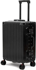 24 Inch Luggage With Spinner Wheels, Aluminum Frame Zipperless Suitcase, PC Lightweight Hard Shell with TSA Lock, Checked Medium Suitcase 24-Inch (Black)