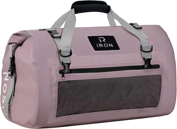 IRON JIA'S Motorcycle Dry Bag - Waterproof Duffle & Luggage Tail Bag Saddle Bags with Roll Top Closure, Shoulder Straps, Inner Pocket and Mesh Pocket (Purple, 30L)