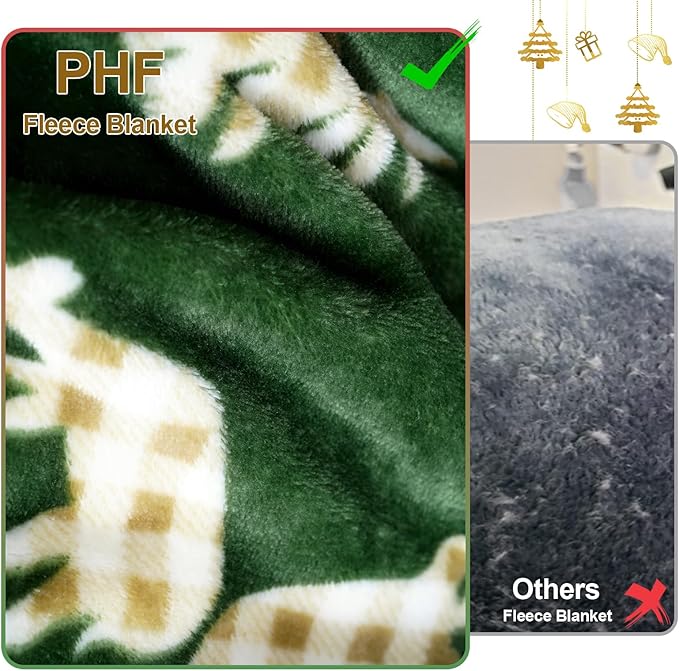 PHF Printed Fleece Blanket Twin Size, No Shed No Pilling Ultra Soft Plush Cozy Xmas Prints Theme Home Décor Flannel Blanket for Bed, Sofa, Couch and Gift, 66" x 90", Northern Winter