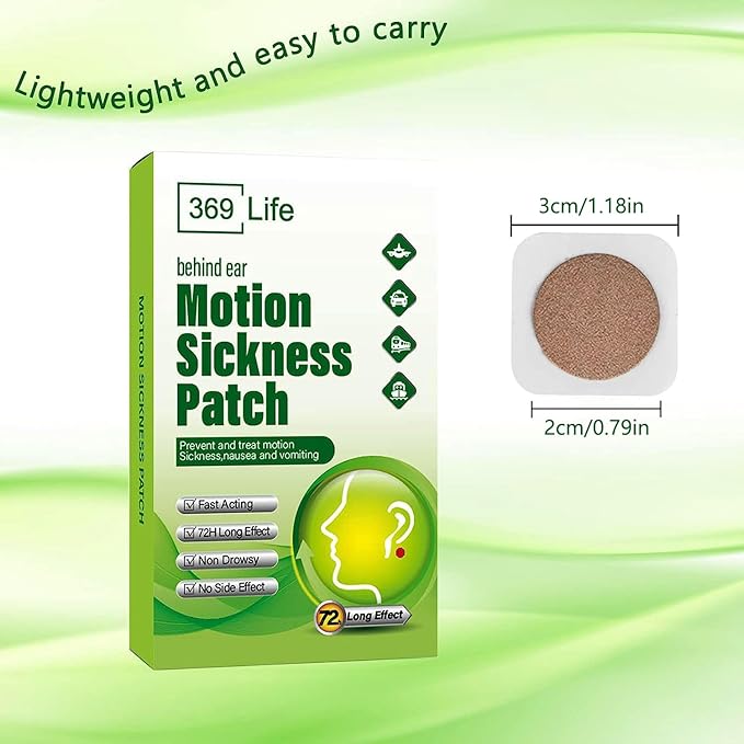 Motion Sickness Patches for Car and Boat Rides, Ships, Cruise and Airplane & Other Forms of Transport - Travel Essentials, for Adults and Kids (36 Count)