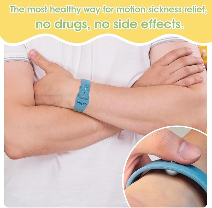 Hion Motion Sickness Bracelets Sea Sickness Wristbands for Motion Sickness/Morning Sickness/Pregnancy Nausea Anti Nausea Bands Acupressure Wristband Motion Sickness Bands(3Pairs-Black+White+Green)