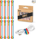 Kanemc Magnetic Cable Tie, 4.72'' Cord Ties Magnet Cable Straps Cord Wrap For Travel Phone USB Charging Cable Management Whiteboard Markers (8Pcs, Rainbow Color)