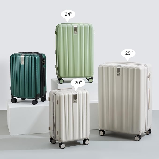 Hanke Expandable Hard Shell Luggage Sets 2 piece Carry on Luggage with Wheels Suitcases Lightweight Checked Travel Luggage Rolling Large Suitcase Travel Luggage Bag Woman Men 20/29 IN(Blackish Green)