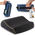 Travel & Camping Comfortable Memory Foam Pillow – Easy to Carry Portable Bag – Temperature Regulating Pillow Case (Black Contour)