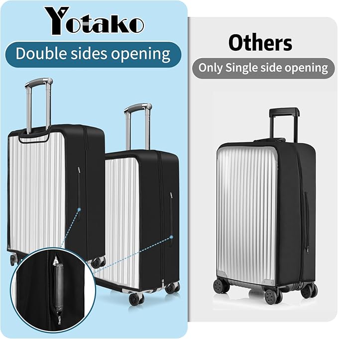 Yotako Upgraded Zippered Transparent PVC Suitcase Cover, No Disassembly Required Clear Luggage Protector for Suitcase Luggage Protector Cover 26''