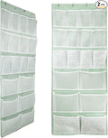 18 Pocekts Over the Door Shoes Organizer,Behind Door Hanging Storage Pocekt for Sock,Underwear,Hat,Handbag,Back of Door Hanging Shelf for Bedroom,Bathroom,Entryway,Storeroom,Pantry,Dorm,Nursery,2 Pack