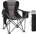 HIGH POINT SPORTS Oversized Portable Camping Folding Chair, Heavy Duty Foldable Outdoor Chair, Camp Chair with Cup Holder and Cooler Bag Support 450 LBS, Black…