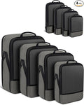 4 PCS Set Compression Packing Cubes for Travel, Lightweight Packaging Organizer Bags for Carry On Space Saving, Travel Essentials Cubes for Suitcase Backpack, Grey
