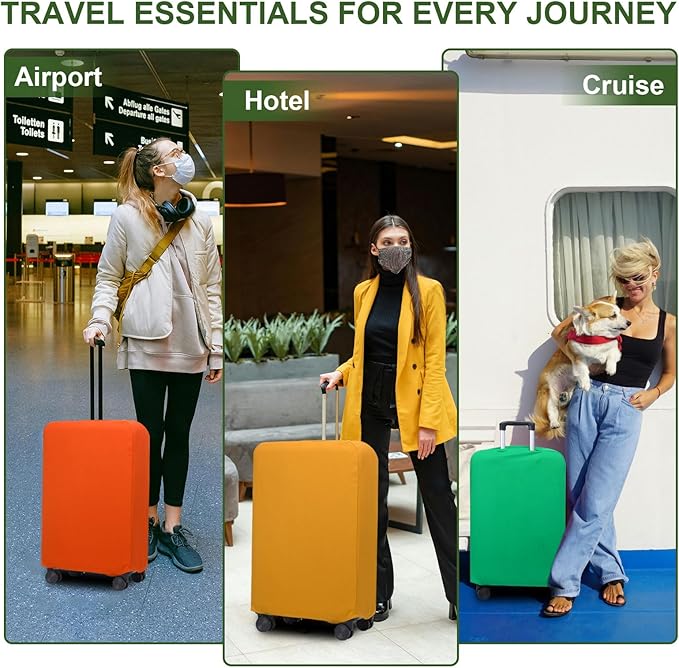 PATIKIL Luggage Cover, Suitcases Covers Elastic Carry on Cover Protector Washable Scratch-Resistant Fits 24-25 Inch Luggage for Travel Business Trips, Khaki