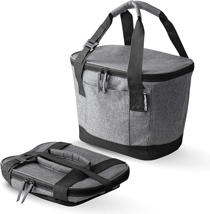 CleverMade Collapsible Insulated Cooler Bag – Leakproof Soft Folding Cooler for Beach, Travel, Car