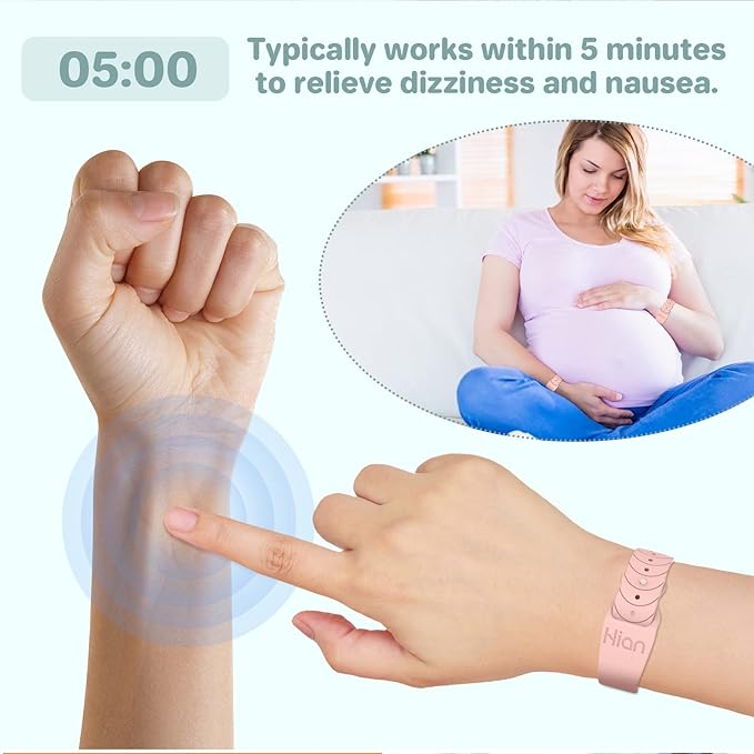 Hion Motion Sickness Bracelets Sea Sickness Wristbands for Motion Sickness/Morning Sickness/Pregnancy Nausea Anti Nausea Bands Acupressure Wristband Motion Sickness Bands（2Pairs Transparent
