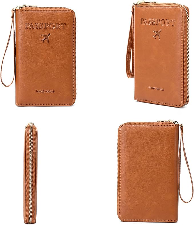 Rowgins Rfid Blocking Passport Holder Wallet, Rowgins Rfid Passport Holder with Zipper, PU Leather PassportHolder for Travel (DARK BLUE)