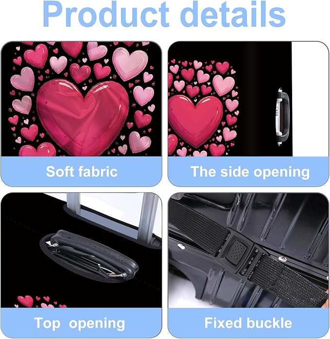 Luggage Cover Washable Suitcase Protector Anti-Scratch,Stretchable Fit for 20-34Inch Luggage Durable Travel Bag Cover with Zipper Closure (Heart, XL(fits 32-34Inch suitcase))