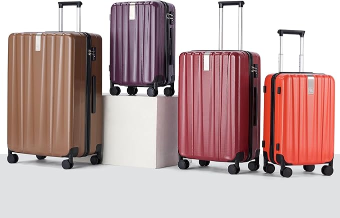 Hanke 20 Inch Expandable Carry on Luggage 22x14x9 Airline Approved Lightweight PC Hard Shell Suitcases with Wheels Tsa Luggage Rolling Suitcase Travel Luggage Bag for Weekender(Purple)
