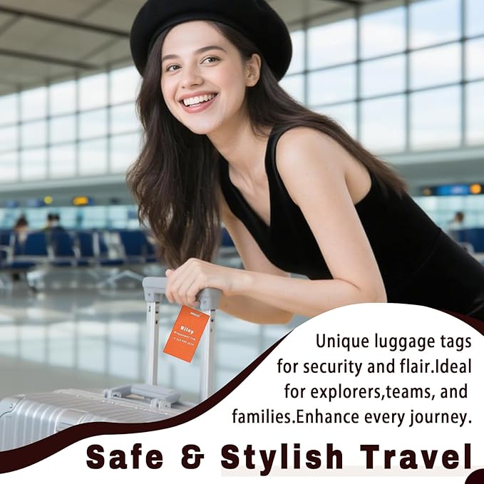 4PCS Personalized Luggage Tags for Travel Durable Aluminium Luggage Tags for Suitcases Custom Bag Tags for Backpacks Heavy Duty Personalized Name Tags for Birthday Gifts(Large,Black)
