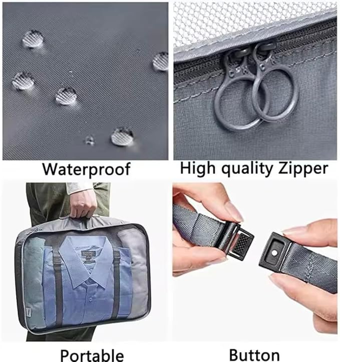 9 Set Packing Cubes for Suitcases, Aydicon Travel Luggage Packing Organizers with Laundry, Toiletry Bag, Compression Storage Shoe Bag, Toothbrush Case, Travel Essentials (Grey)