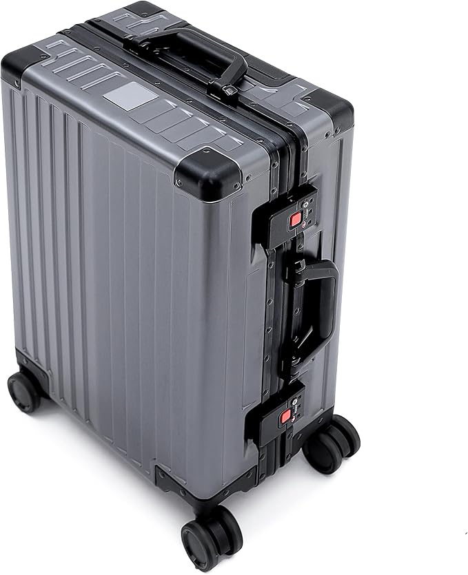 YYW Aluminum Carry-On Luggage Airline Approved Lightweight Suitcase with TSA Lock and Silent Wheels, Hardshell Spinner Business Travel (Gunmetal gray, 24in)