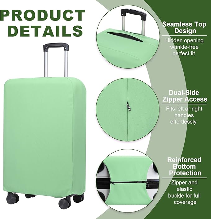 PATIKIL Luggage Cover, Suitcases Covers Elastic Carry on Cover Protector Washable Scratch-Resistant Fits 26-27 Inch Luggage for Travel Business Trips, Light Green