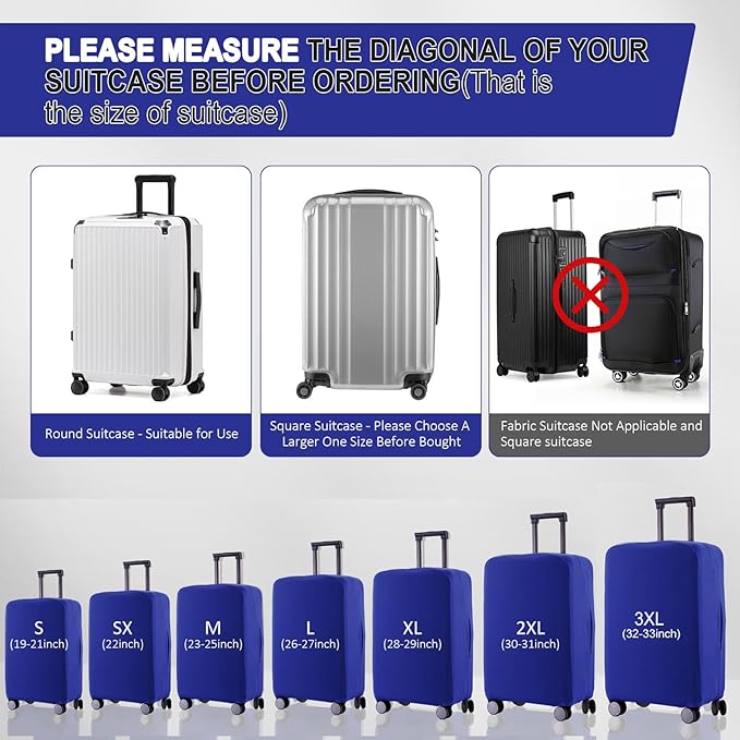 Travel Luggage Cover - Scratch-Resistant Fit 19-33 Inch, Blue, 3XL