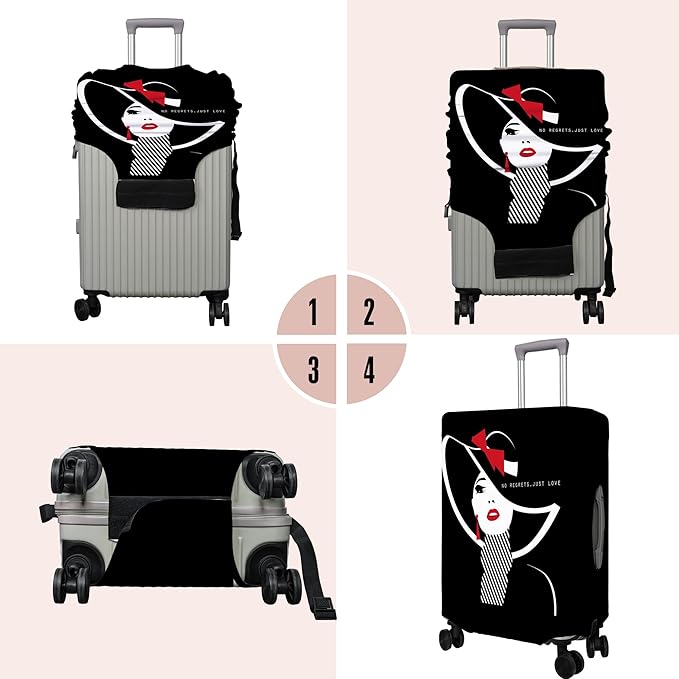 Travel Luggage Cover Suitcase Protector Fits 18-32 Inch Wheel Covers PatternedTravel Related Items Flower Luggage Protector Elastic XL