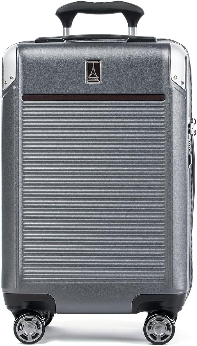 Travelpro Platinum Elite Hardside Expandable Carry on Luggage, 8 Wheel Spinner, TSA Lock, Hard Shell Polycarbonate Suitcase, Vintage Grey, Carry on 21-Inch
