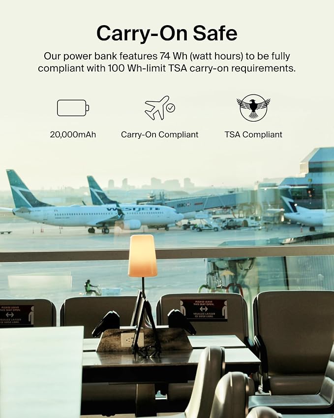 Belkin Portable Charger, USB C Power Bank 20000 mAh w/ 1xUSB-C Port & 2xUSB-A Ports, 15W w/Type-C to Type-A Cable - iPhone 16, Samsung Galaxy S25, Nintendo Switch 2, Google Pixel 10, etc. - White