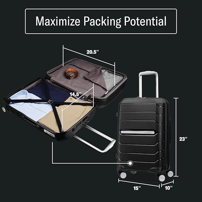 Samsonite Freeform Hardside Carry-On Luggage with Spinner Wheels - Hardshell Suitcase - TSA, Airline-Approved - Expandable Hard Shell, Smooth Rolling Wheels for Lightweight Travel - Lilac