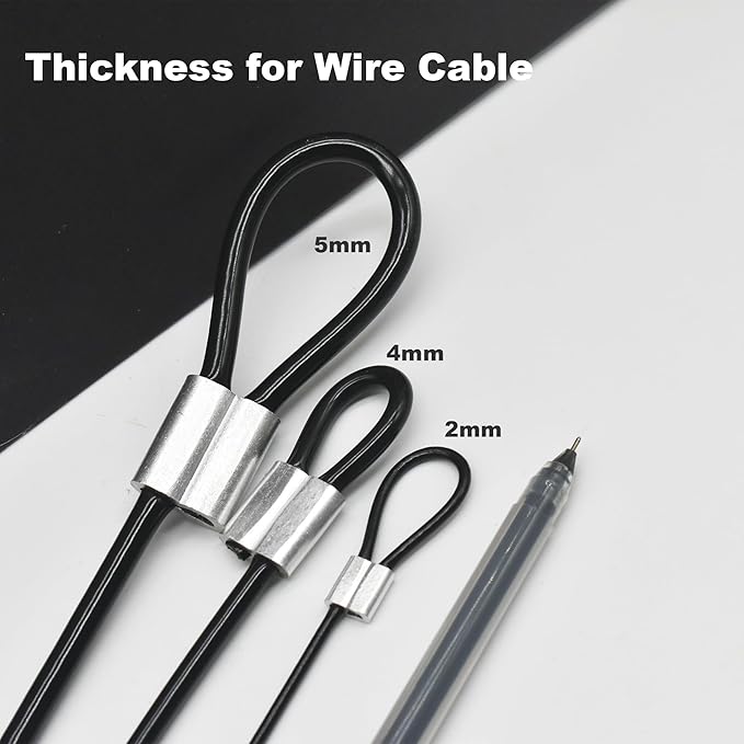 5 Pcs 4mm Wire 24 inch Vinyl Coated Stainless Steel Cable with Loops Short Wire Rope Lanyard Lock Security Chain Link for Outdoor Gates, Black(4mm x 24inch)
