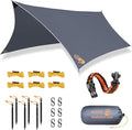Rain Fly12x10 Lightweight Survival Camping Tarp; 100% Waterproof; Makes a Great Backpacking Tarp or Hammock Shelter; Comes in Multiple Colors, Survival Bracelet Included; Grey