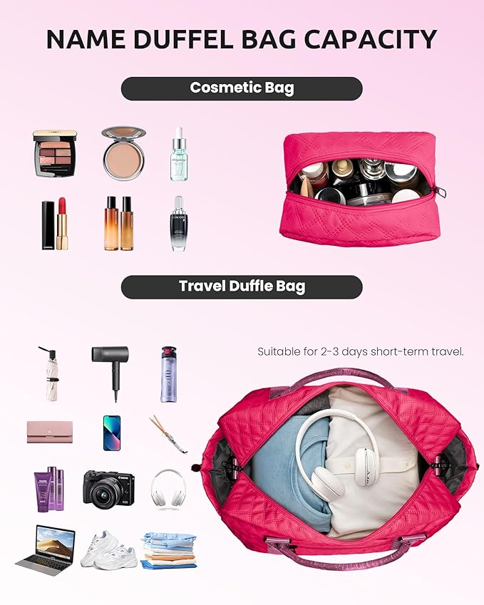Monogrammed Gifts for Woman, Stuff for Teen Girls-Initial Travel Bag with Shoe Compartment, Weekender Bag, Monogram Overnight Bag for Women, Letter Travel Bag with Makeup Bag (Letter C)