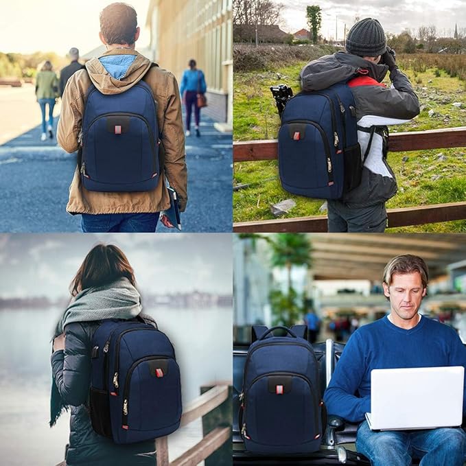 Travel Laptop Backpack, Large Anti-Theft Business Travel Backpack with USB Charging Port, Water Resistant College School Computer Bag for Men/Women for 17 Inch Laptop and Notebook
