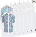 BALEINE 40'' Translucent Garment Bags, 12 Packs PEVA Dress Bag for Closet Clothes Dresses Suit Coats Storage (White, 12PK)
