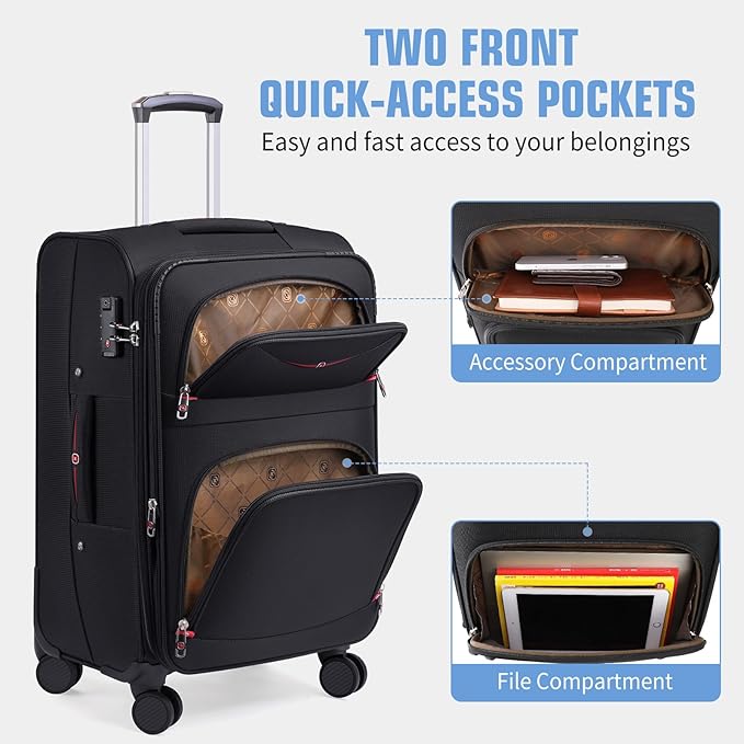 Softside Expandable Luggage with 4 Spinner Wheels, Durable Checked-Luggage Suicase (Purple, 29-Inch)