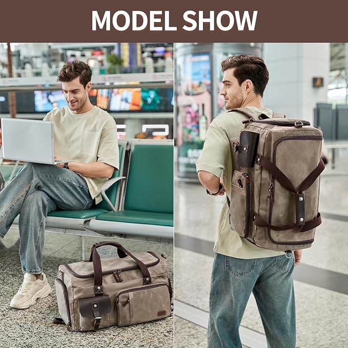 Travel Duffle Bag Weekender Bag with Shoe Compartment Overnight Bag for Men Travel Bag Carry On Lugguage Light Green