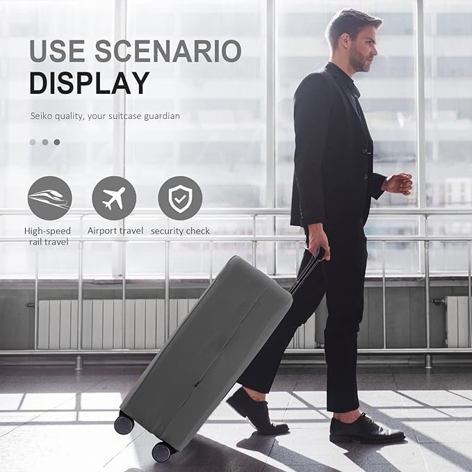 Travel Luggage Cover Suitcase Protector Scratch-Resistant Fit 19-31 Inch Suitcase, Not Included Suitcase (Slate Gray, 2XL(30-31 inch))