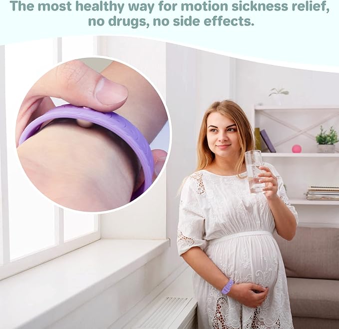 Hion Motion Sickness Bracelets Sea Sickness Wristbands for Motion Sickness/Morning Sickness/Pregnancy Nausea Anti Nausea Wristband Acupressure Nausea Bands Motion Sickness Bands（2Pairs Starlight）