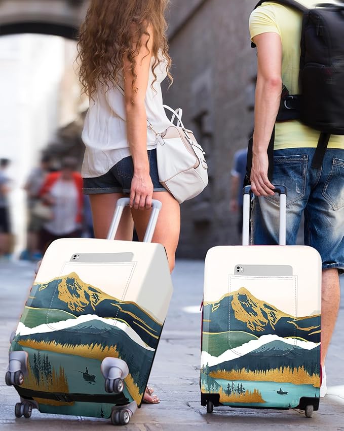 Slohif Luggage Cover for Suitcase Tsa Approved Protector - Luggage Sleeve Large Suit Case Cover Travel Stretch Baggage Case Protective Washable Fit 28-30 Inch Mountain L